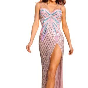 NWT Aleta Couture 631 Prom Dress Sequins Lilac Multi Size 2